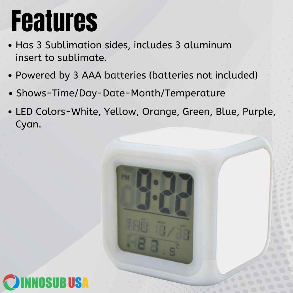 Sublimation Blank Alarm Clock LED